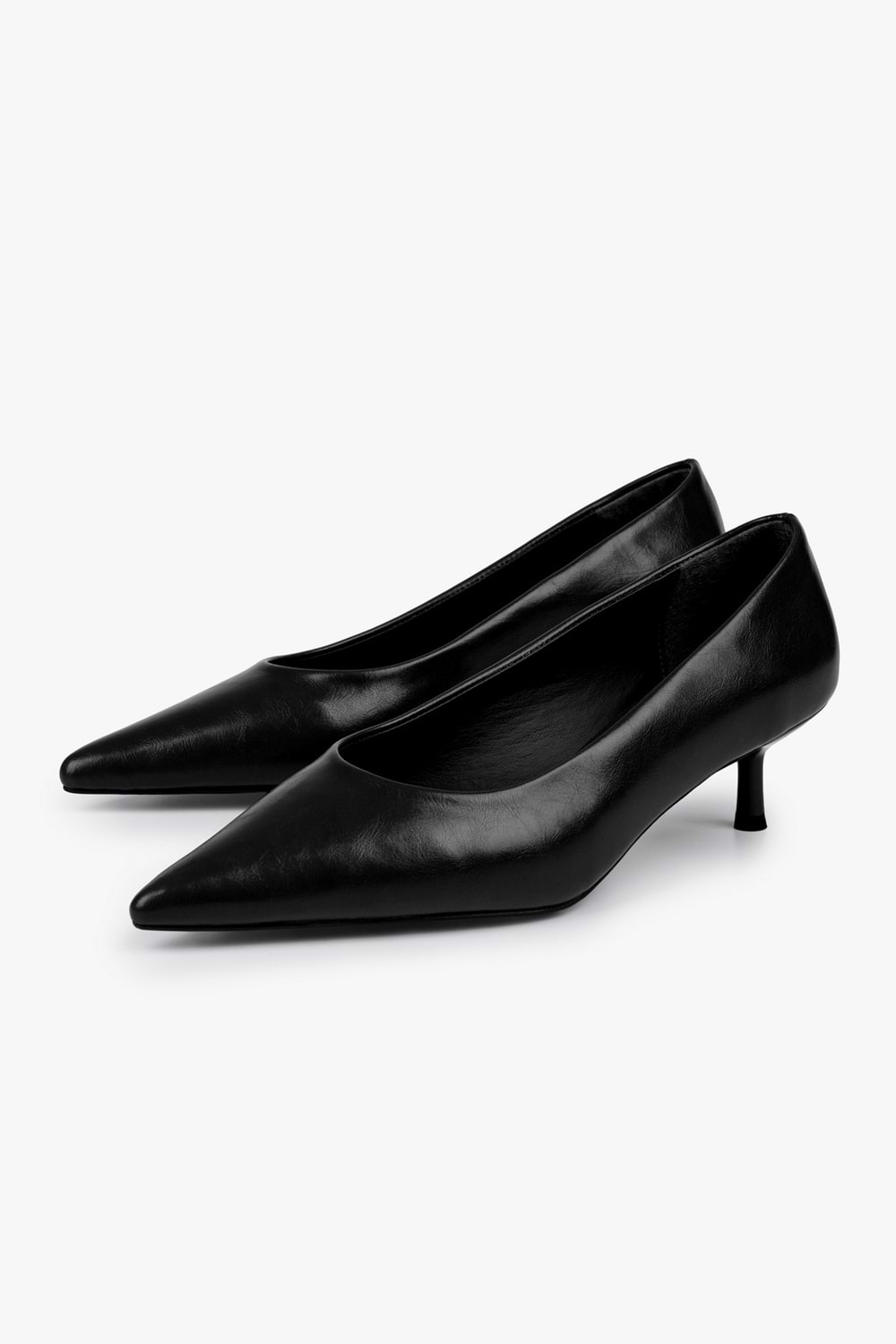 Kadın Caren Siyah Cilt Kısa Topuklu Stiletto