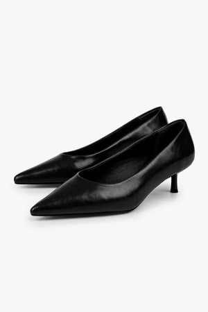 Kadın Caren Siyah Cilt Kısa Topuklu Stiletto