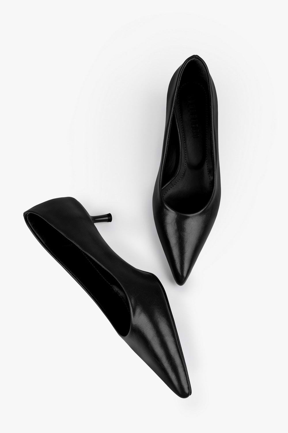 Kadın Caren Siyah Cilt Kısa Topuklu Stiletto