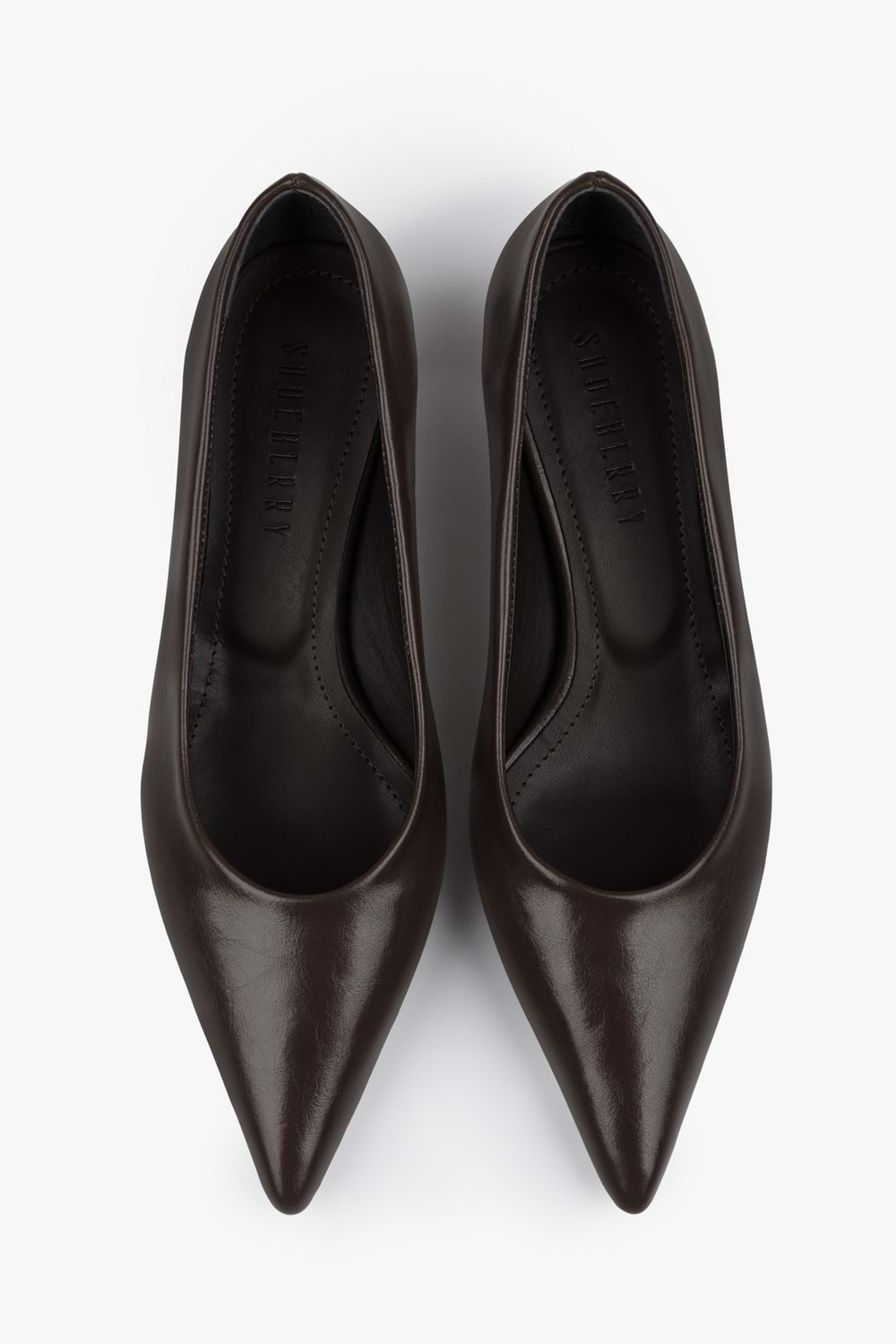 Kadın Caren Acı Kahve Cilt Kısa Topuklu Stiletto