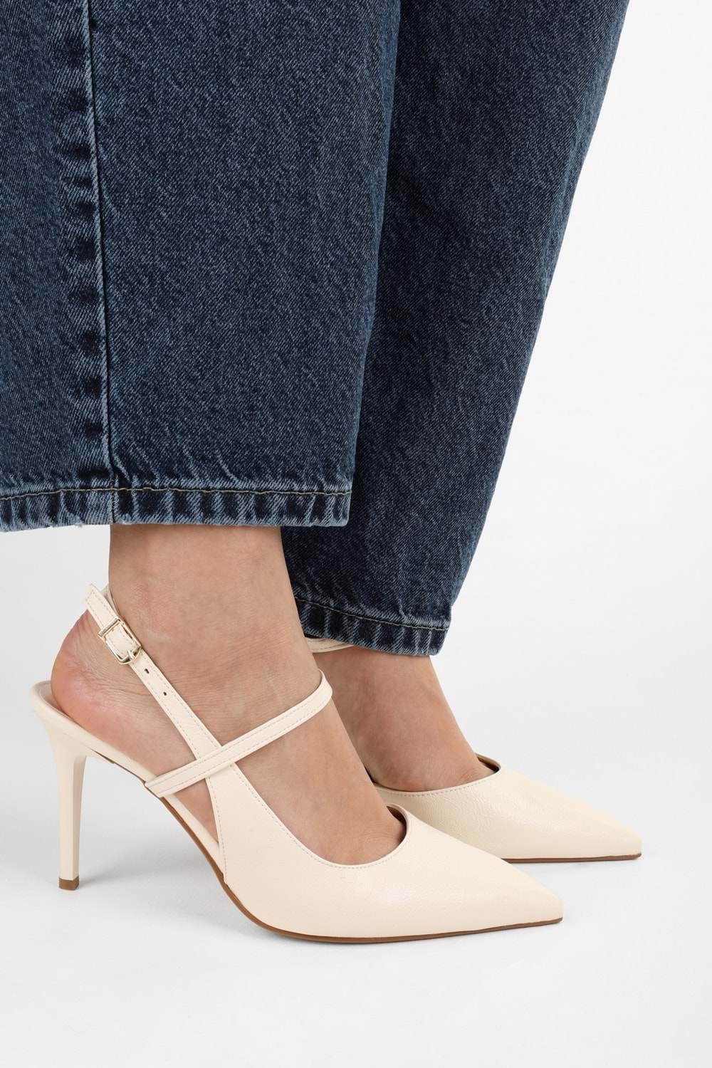 Kadın Harry Ekru Cilt Stiletto