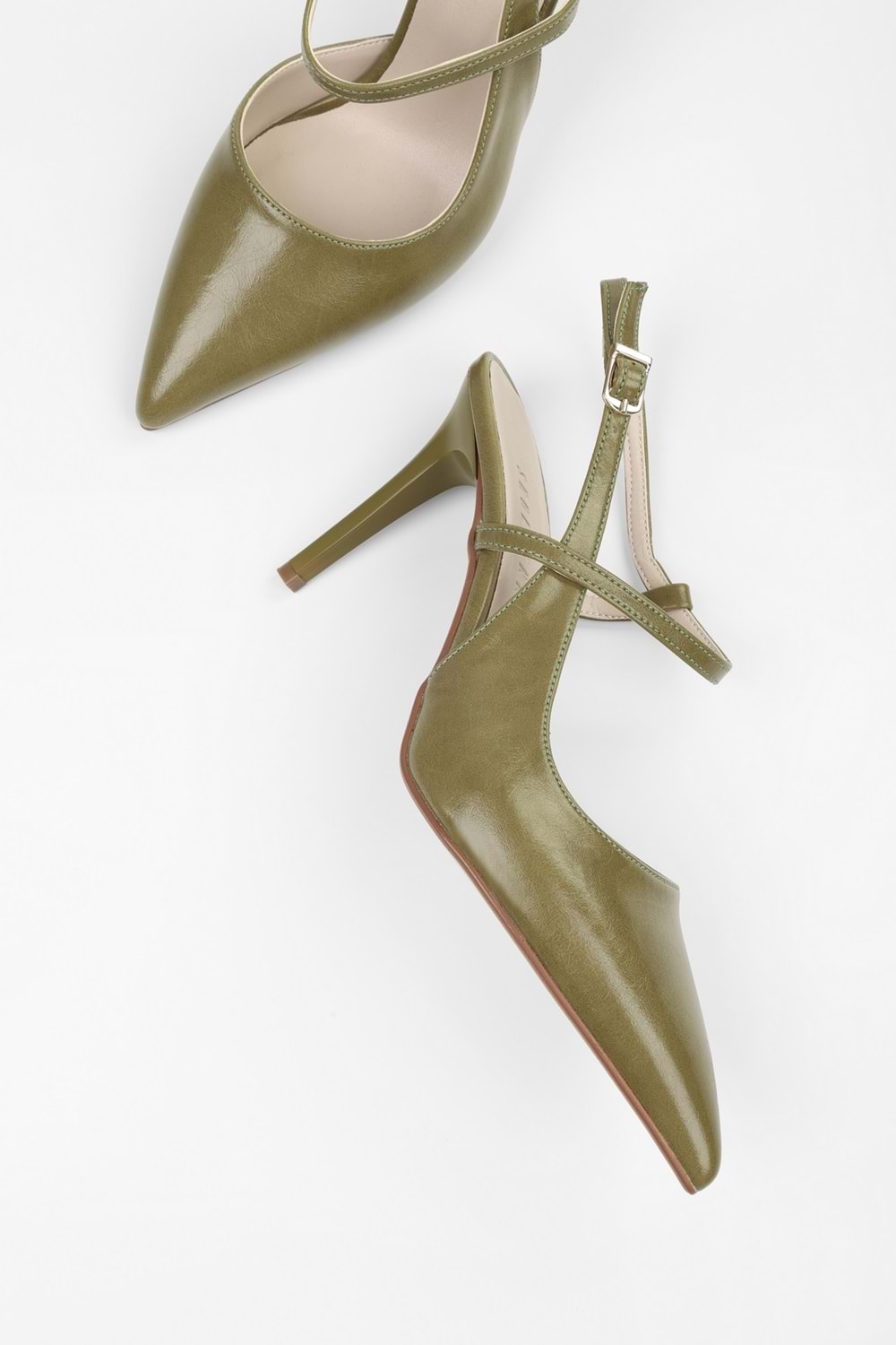 Kadın Harry Yağ Yeşili Cilt Stiletto